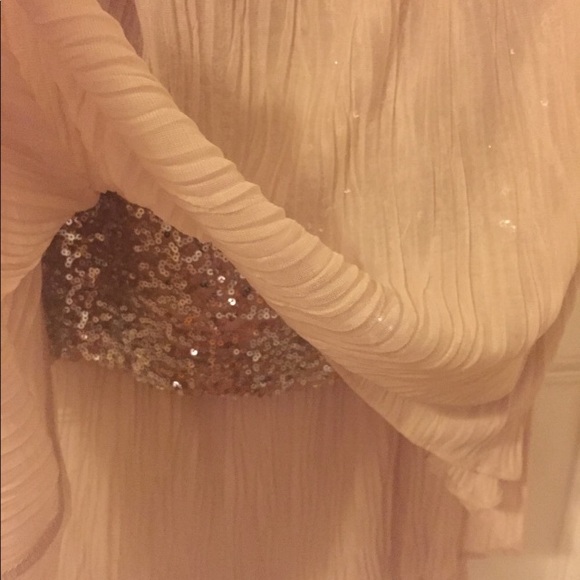 Express. Nude Dress with Shimmery Under Layer. L - Picture 3 of 4